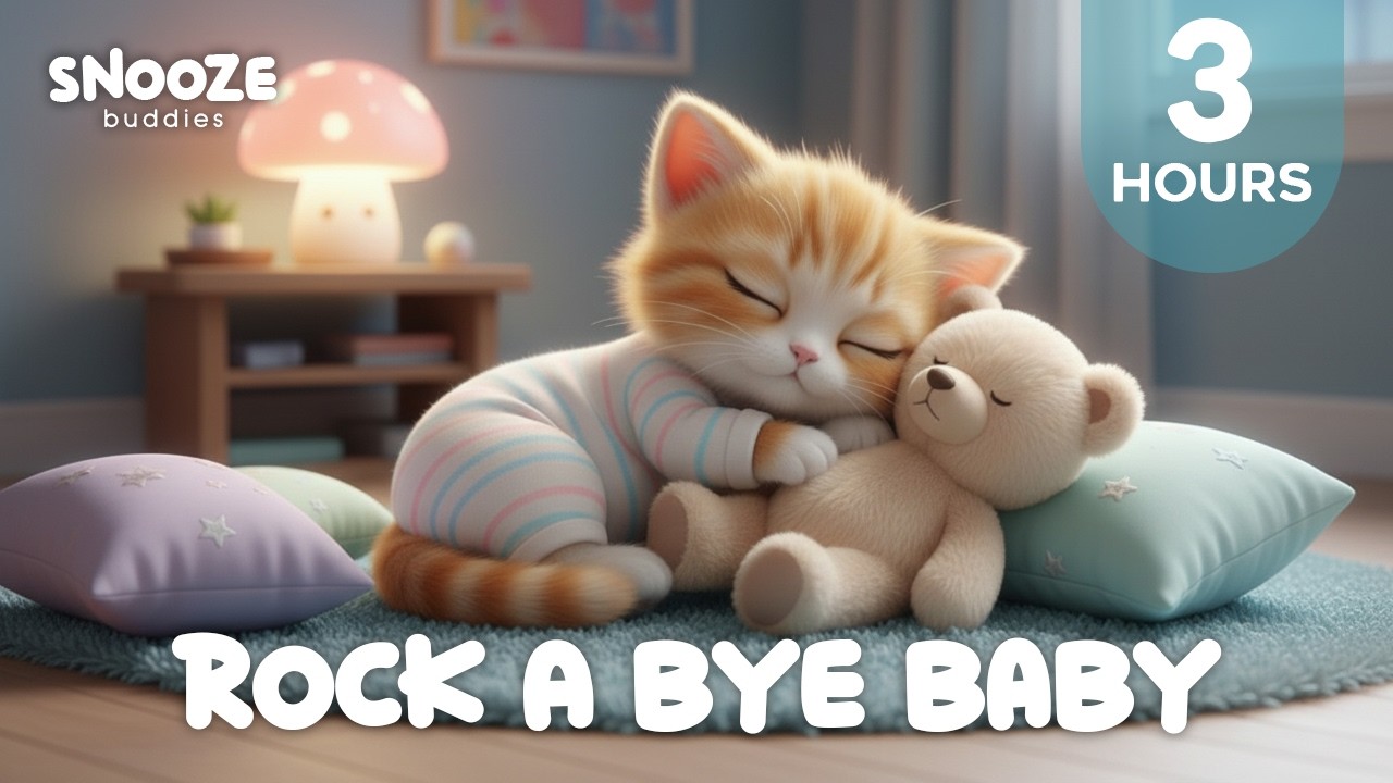 Rock A Bye Baby 👶🏻 3 Hours Soothing Lullaby to Go to Sleep Fast 💤 Baby Sleep Music for Deep Sleep