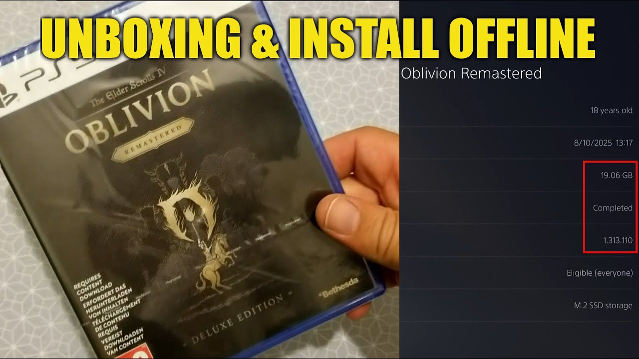 OBLIVION REMASTERED PS5 - UNBOXING & INSTALL OFFLINE (THE ELDER SCROLLS IV)