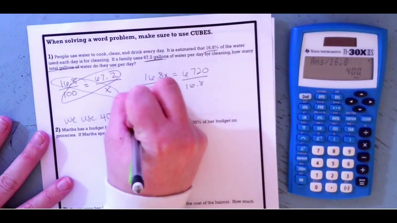 Finding the whole, percent, or part