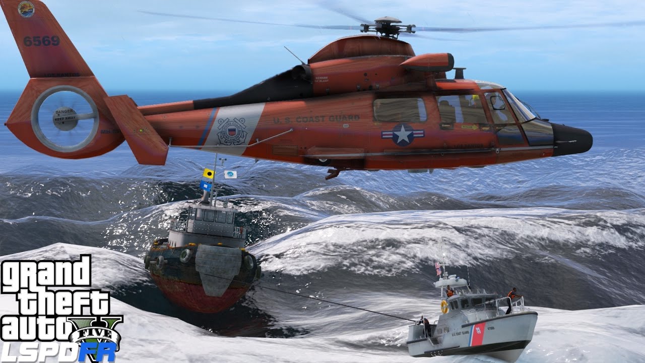 GTA 5 LSPDFR USCG Coastal Callouts | Sinking Tug Boat Rescue In The Middle Of The Sea During A Storm