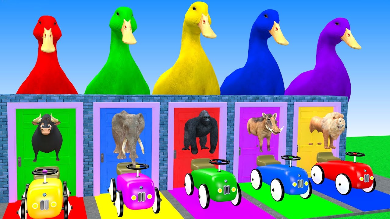 Long Slide Game With Elephant Bull Gorilla Warthog Lion 3d Animal Game Funny 3d Animals