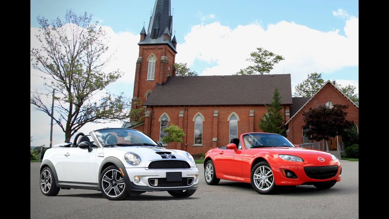 Mazda MX-5 Miata 2012 года против MINI Roadster Cooper S 2013 года