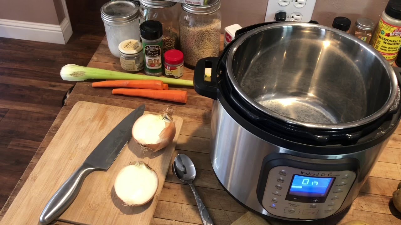 Easy Healthy Vegan Lentil & Barley Soup in the Instant Pot