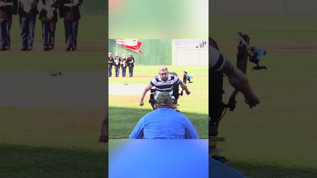 Former service member with double arm transplant honored at ball game | Militarykind #Shorts