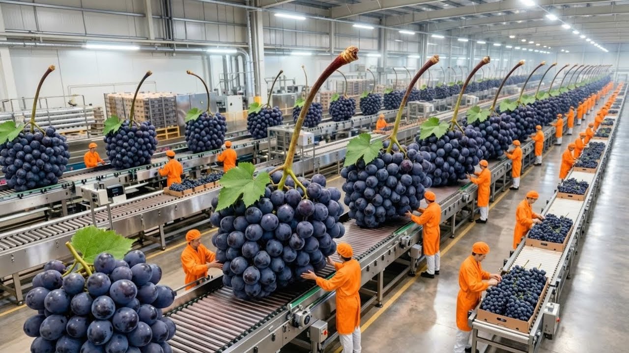 Inside a Modern Grape Processing Plant: From Fresh Grapes to Premium Wine (The Entire Process)