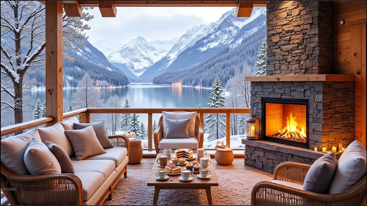Cozy Winter Ambience ⛄ Soothing Piano Music, Snowy Forest & Crackling Fireplace for Deep Focus