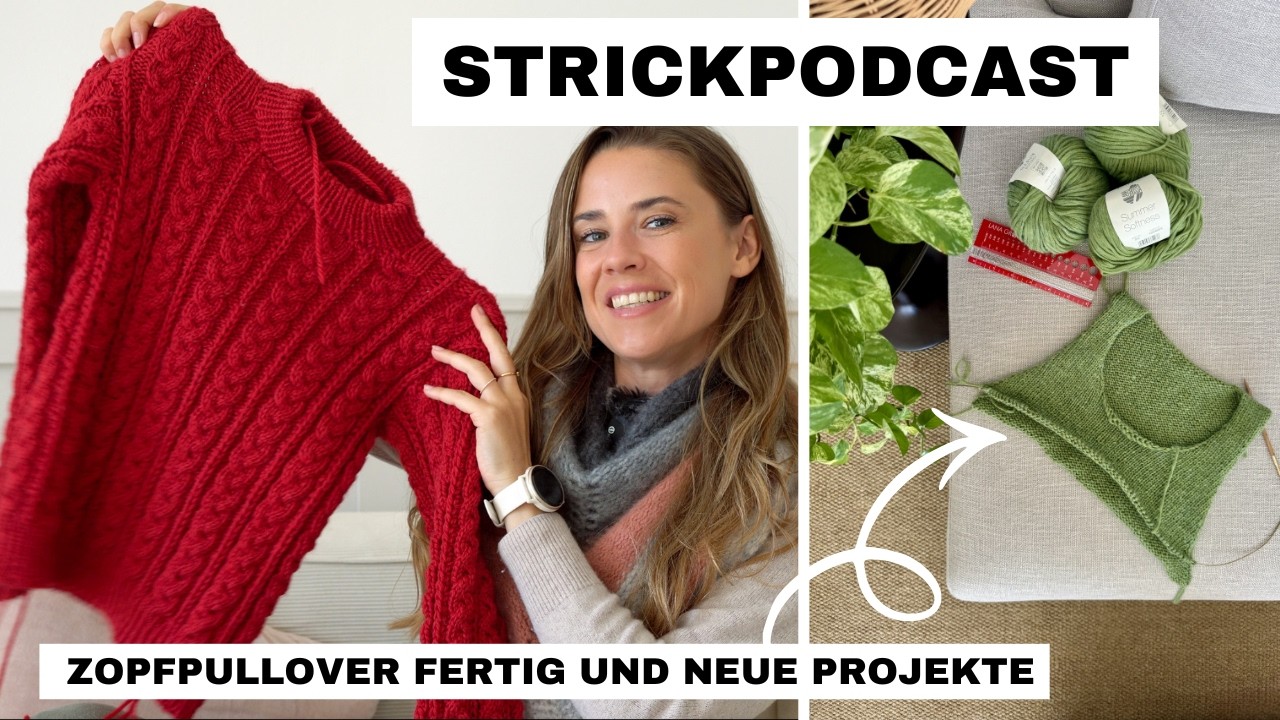 Strick mit mir 🧶 Zopfpullover fertig & neue Designs!