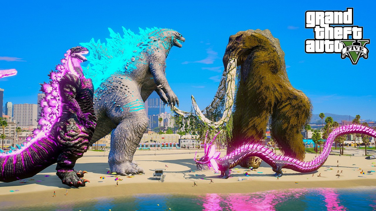 GTA 5 MODS &ndash; GODZILLA & SHIN GODZILLA vs BEHEMOTH & TIAMAT! EPIC 2v2 BATTLE