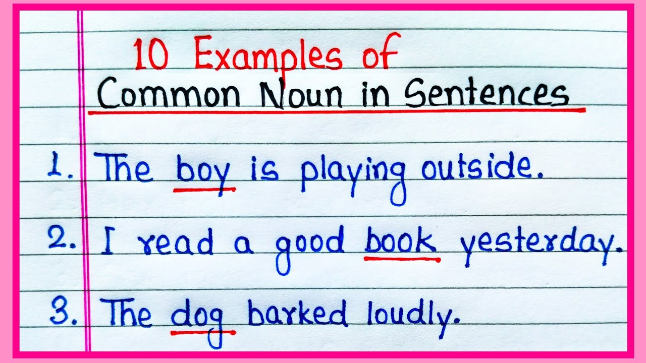 10 Examples of Common Noun in Sentence | Examples of Common Noun Sentence | Common Noun 