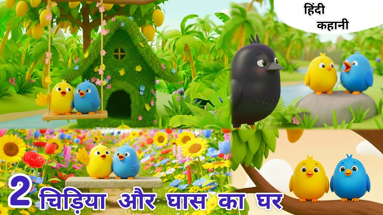 2 चिड़िया और घास का घर | यह मज़ेदार कहानी बच्चों को सिखाएगी👉 धैर्य, मेहनत और सच्ची दोस्ती का मतलब ✨