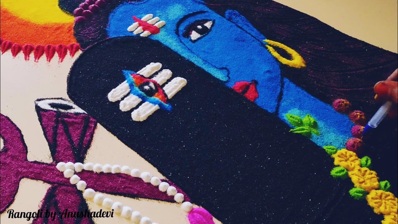 Mahashivratri rangoli design 🌺Lord shiva rangoli design for Mahashivratri🌼Rangoli by Anushadevi