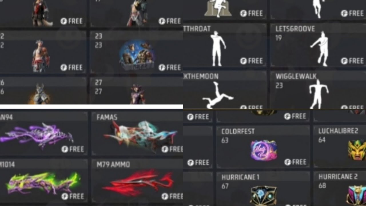 season bundle + rare bundle +  Max gun skin + all emote / all items free fire #video