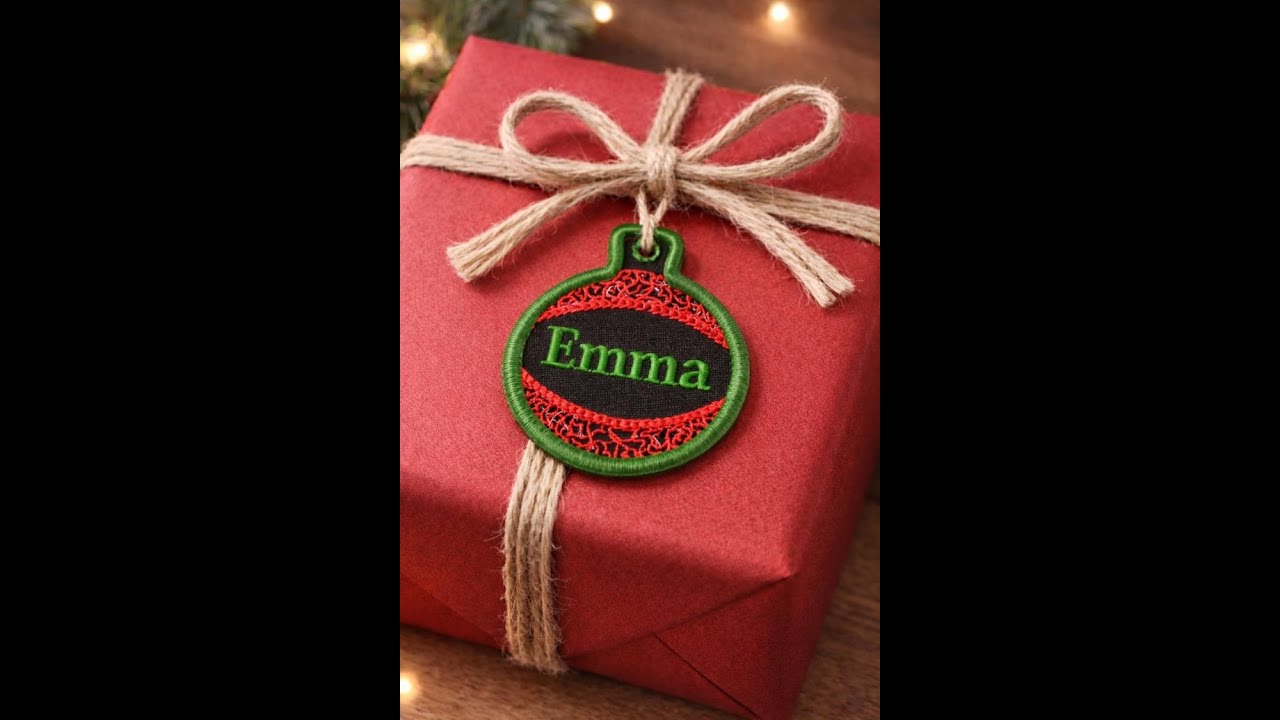 Label for present. #embroiderydesigns  #embroiderydesigns #label