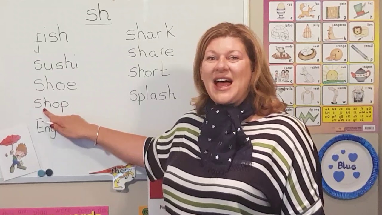 How to  pronounce 'sh' sound. Consonant blended sounds. English for kids.