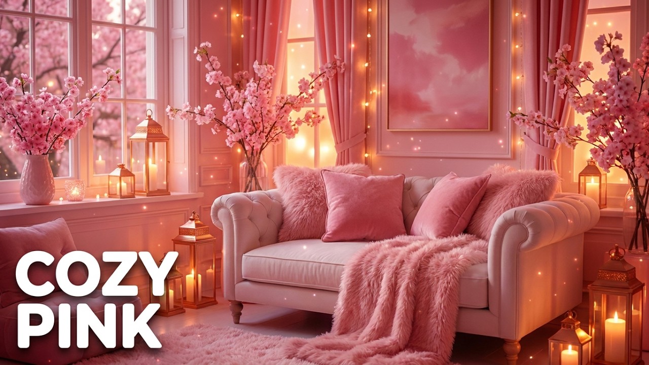Pink Aesthetic Cozy Room 🌸 3 Hour Relaxing Piano Ambience for Sleep & Study