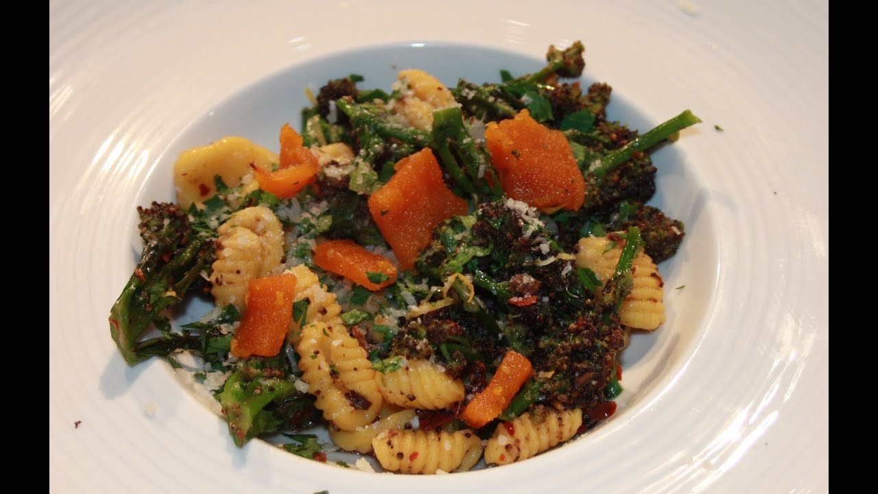Chef Luke Holder creates a pasta recipe (Orecchiette) with, purple sprouting broccoli