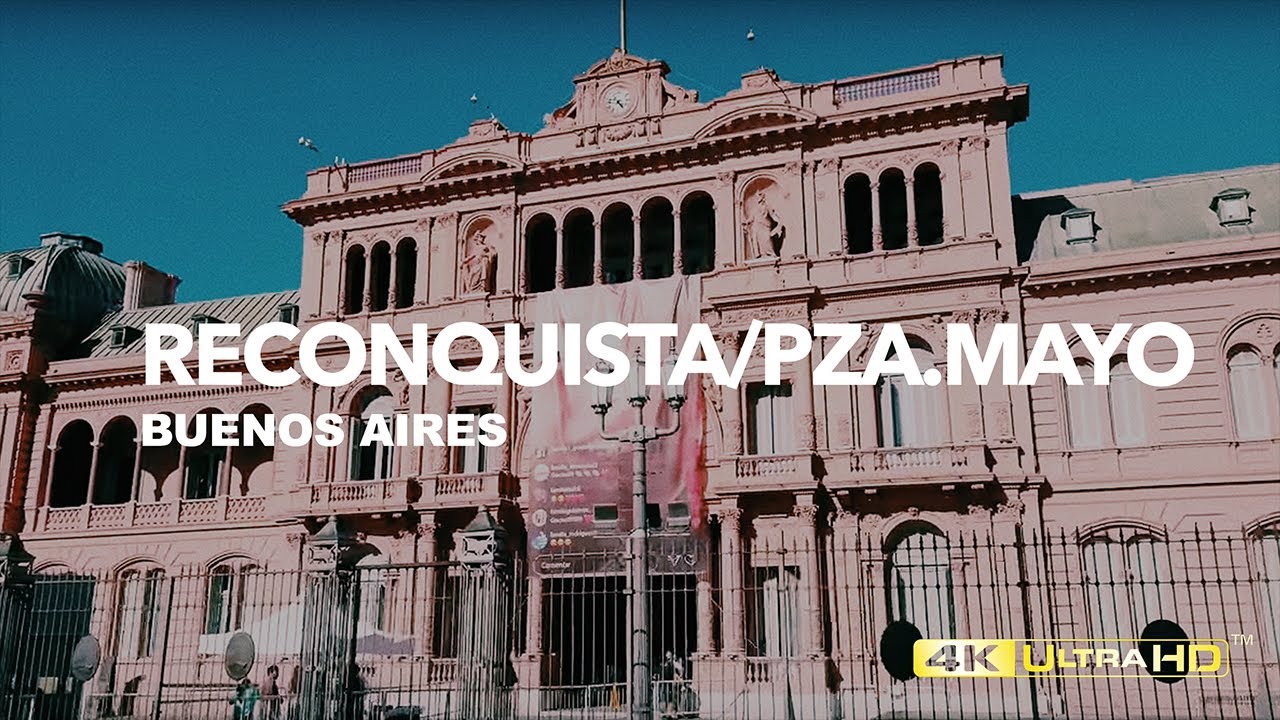 4k | Walking in Buenos Aires | Calle Reconquista hasta Plaza de Mayo. Cabildo y Casa Rosada