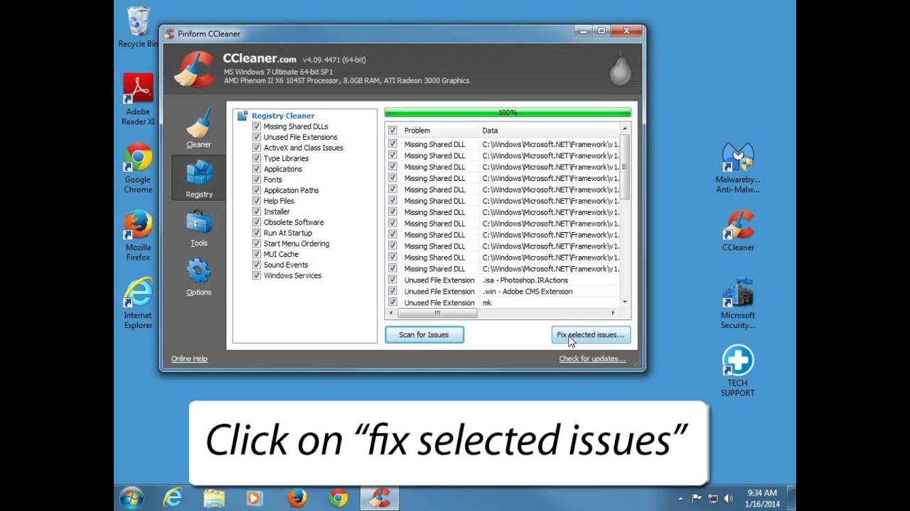 How to clean computer registry using CCleaner