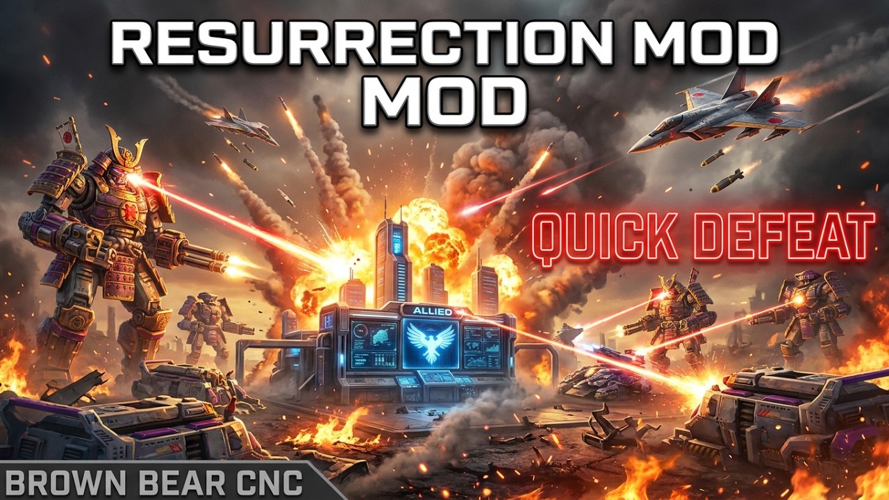 C&C: Red Alert 3 mod Resurrection битва альянса против японии и быстрая поражение