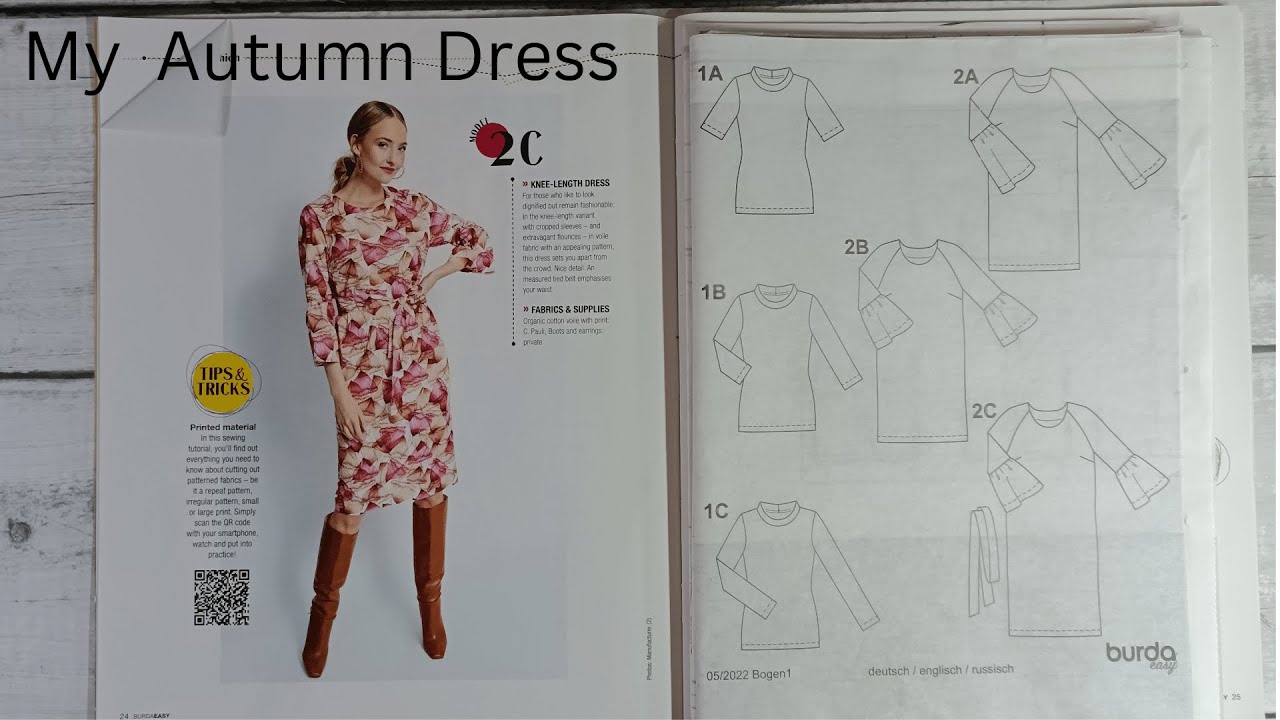 Autumn Print Burda Dress Bobbin Tangle and Loud Burda Trousers - Burda Easy Magazine Issue 05/2022