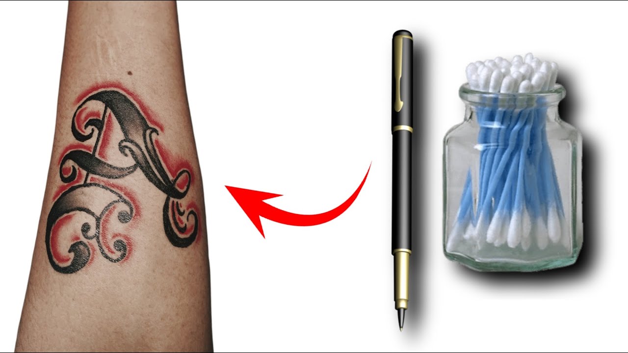 A latter tattoo making with pen / Beautiful tattoo design ideas / Simple tattoo video