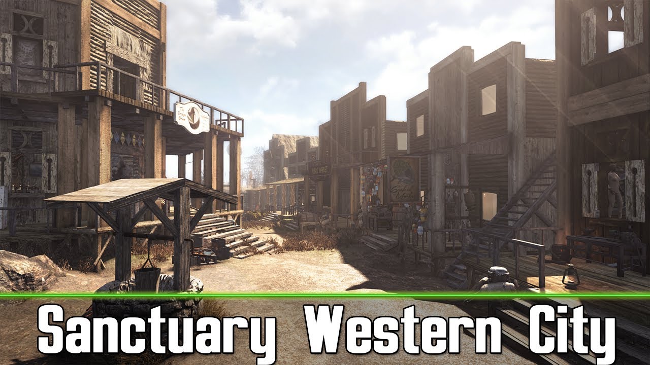 Fallout 4 - AMAZING SANCTUARY WESTERN CITY SETTLEMENT - Photorealistic Tour