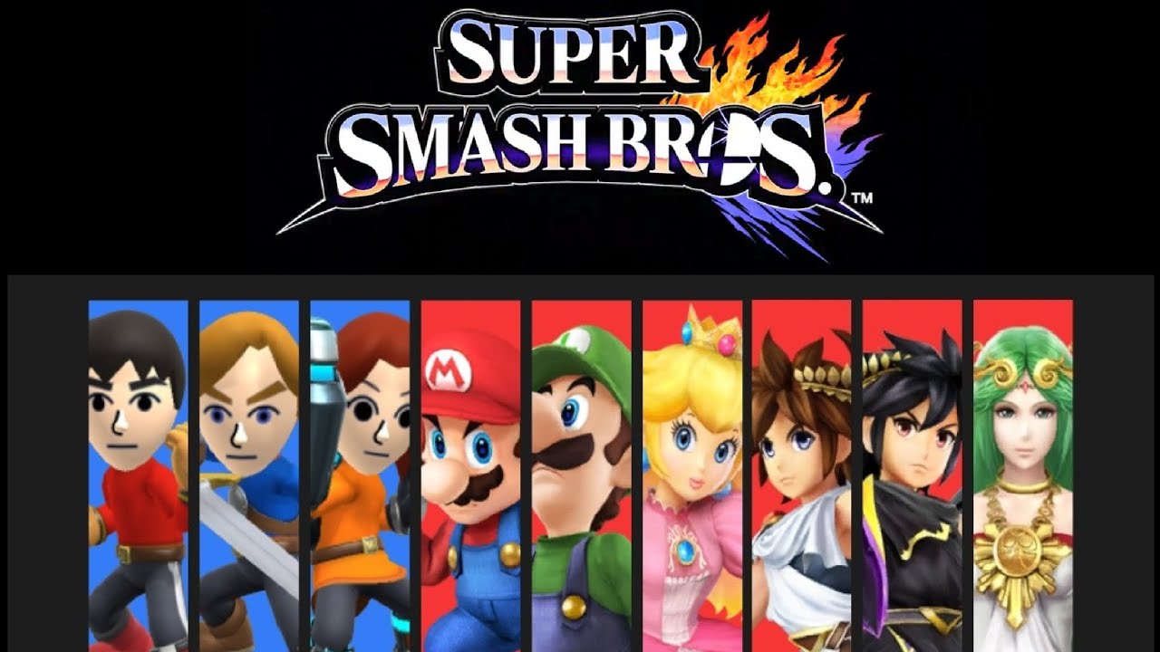 Super Smash Bros Wii U - Mii fighters (Blue team) vs Super Mario & Kid Icarus (Red team)
