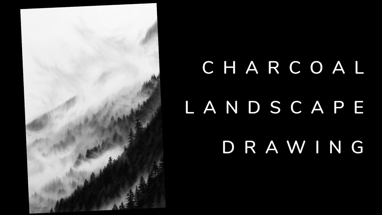 Landscape Charcoal Drawing Time Lapse - Zen Mountain