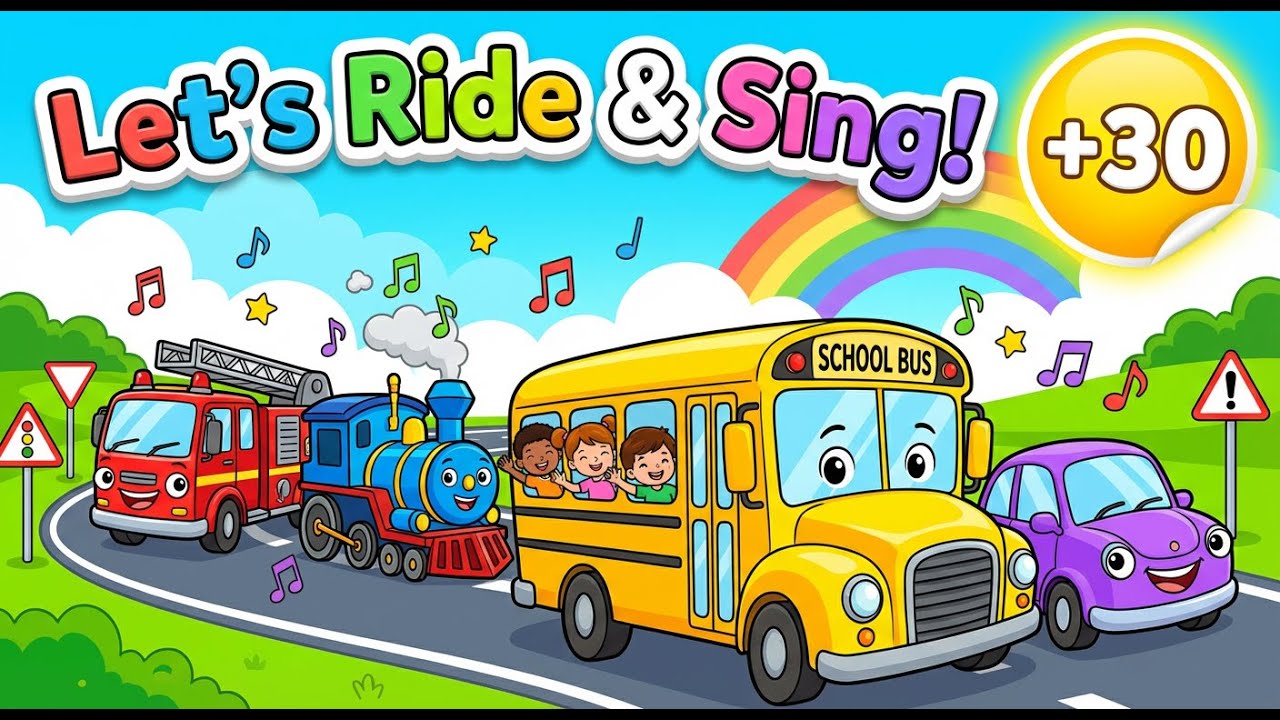 Wheels on the Bus & Transport Songs! 🚌 Fire Truck, Train & Cars | 30 Mins Kids Songs 🚂 Nursery Rhyme