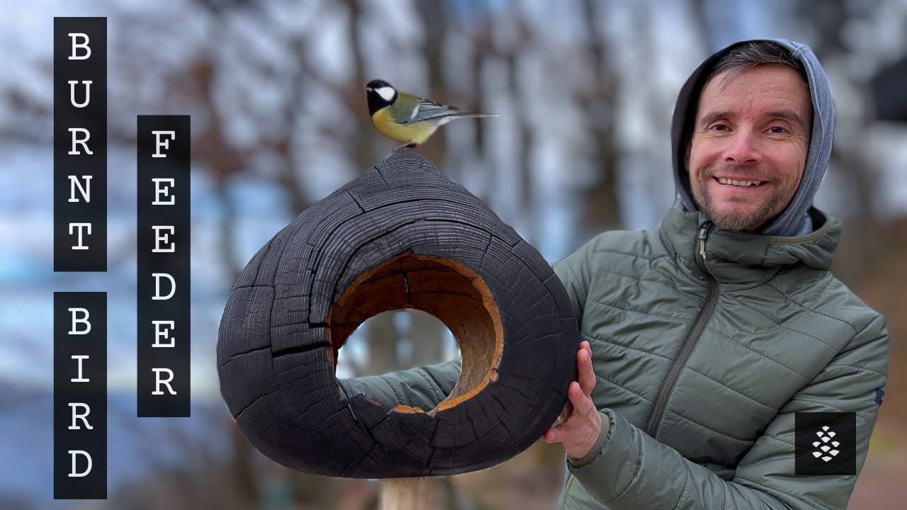 I made a 'chestnut-like'  bird feeder from a single piece of wood.