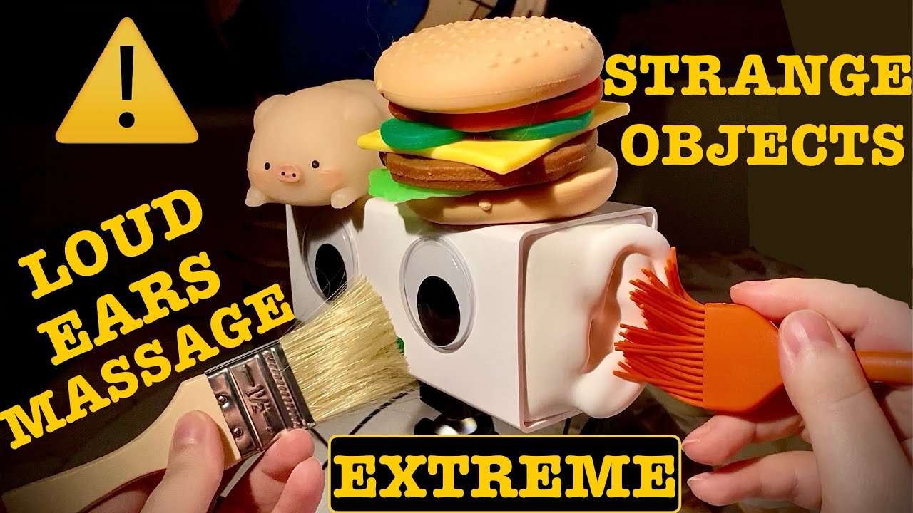 ASMR|⚠️EXTREME AGGRESSIVE EAR MASSAGE W/ DIFFERENT OBJECTS (SQUISHIES/BRUSHES/HANDS). INTENSE! LOUD!