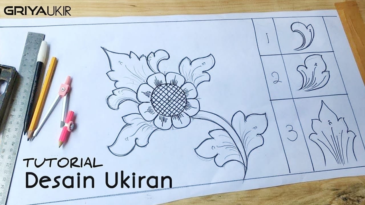 tutorial desain ukiran bunga simple