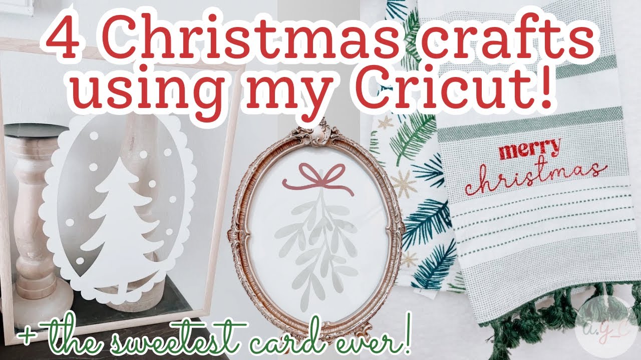 4 Christmas Crafts with Cricut!🎄2024 craft with me for Christmas! +the sweetest thank you card ever!