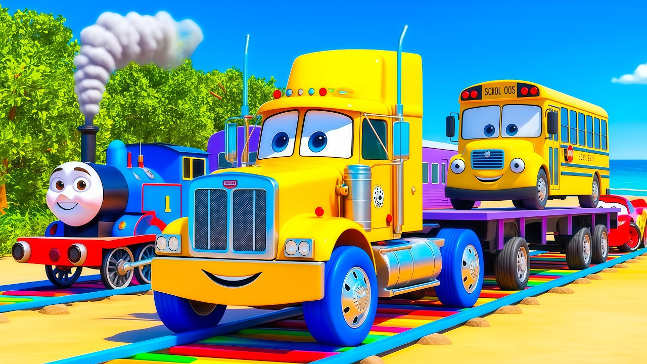 Choose The Right Door With Tires Mcqueen, JCB, Tractor, Car, School Bus, Truck 3D Vehicle Game
