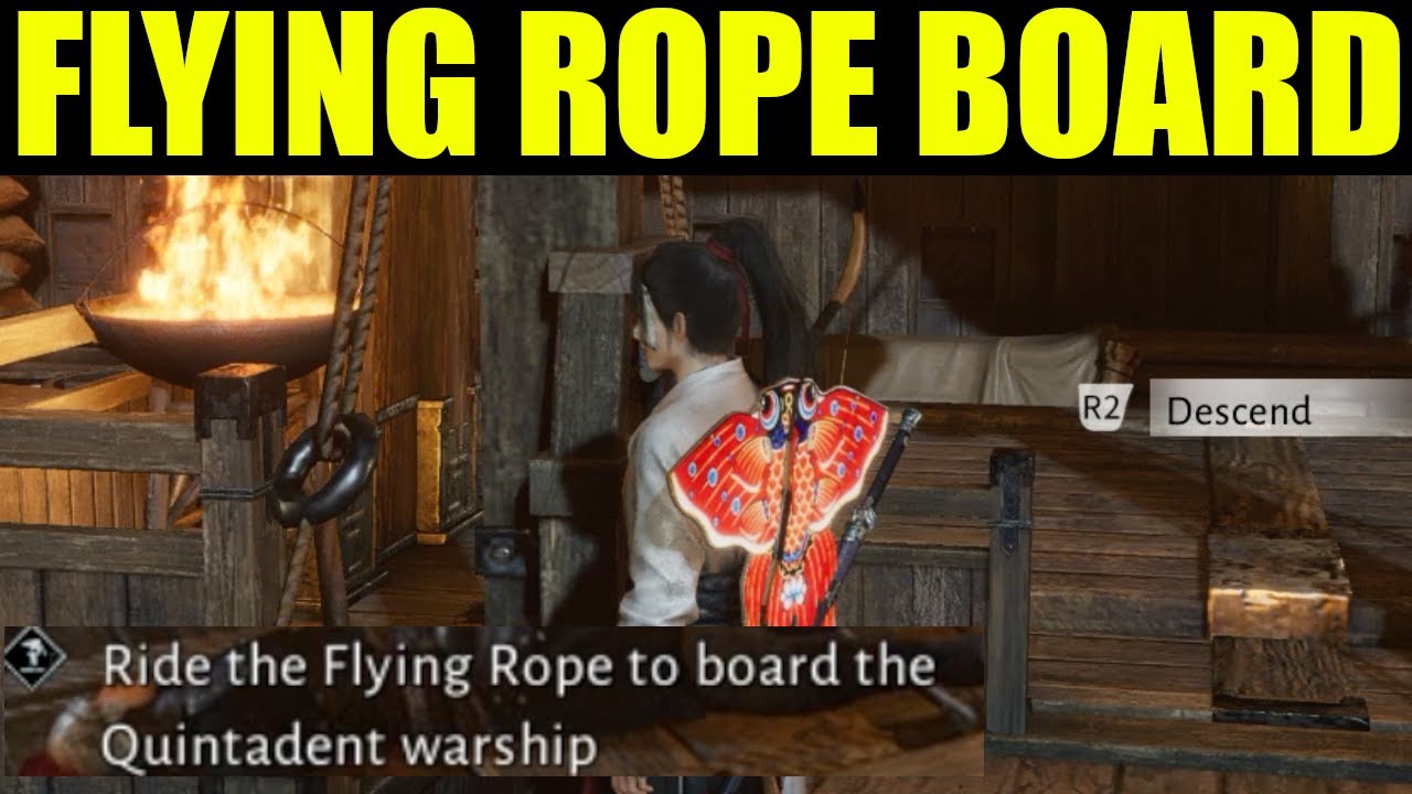 Where winds meet - Ride the Flying Rope to board the Quintadent warship (jinming pool)