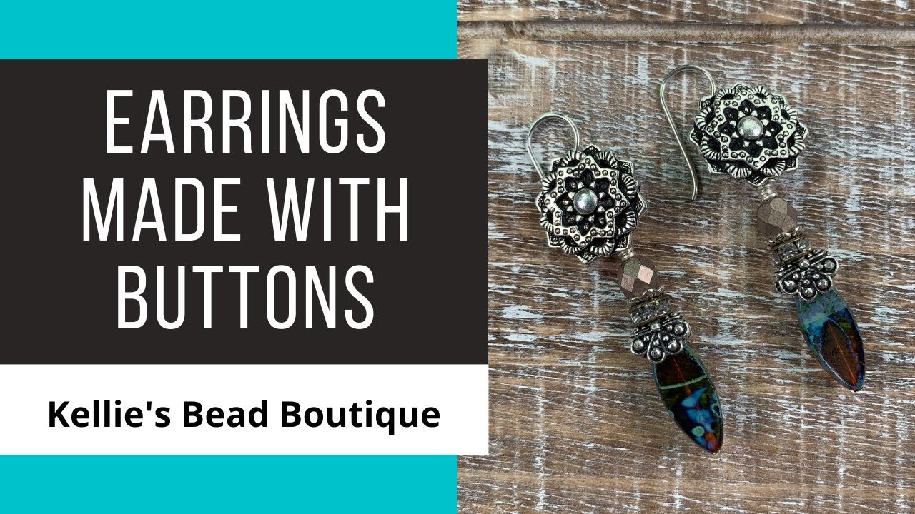 Create beautiful earrings using a button and Czech glass