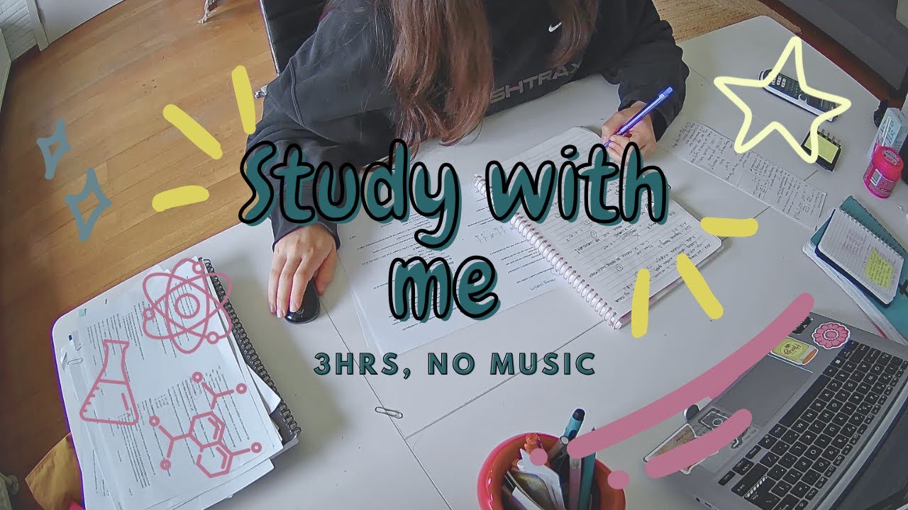 STUDY WITH ME | 3hrs, no music + 15 minute break ✰