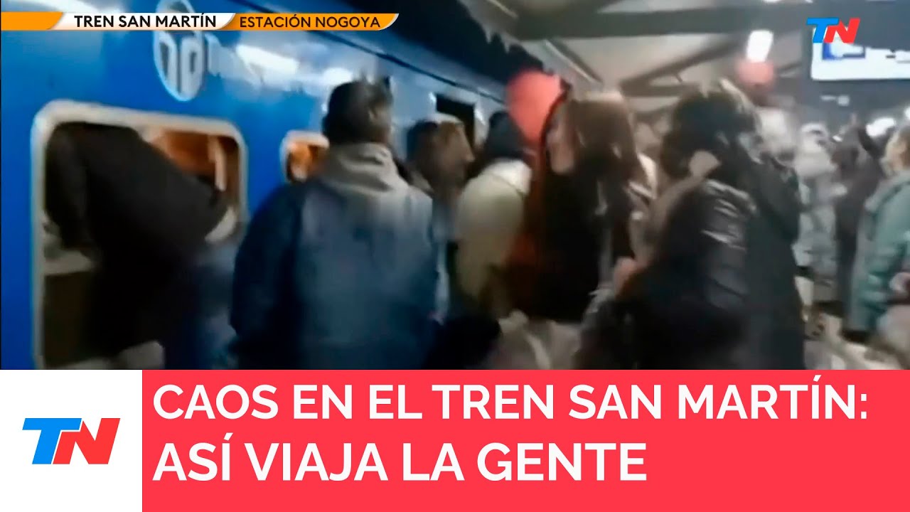 Caos en el Tren San Martín: el impactante video de los pasajeros subiendo hasta por la ventana