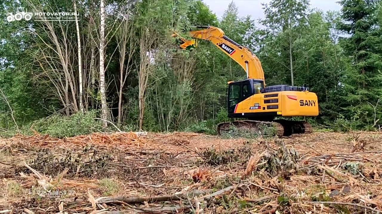 В лоскуты разорвало дерево мульчером Serrat F4 T1600 Sany 22 тонны