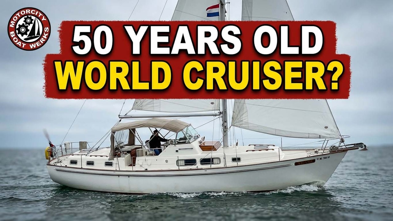 Rare 1973 Lindsay 39 “Ariana” Globe Master Motorsailor | FULL TOUR Pilothouse Yacht(Ep98)