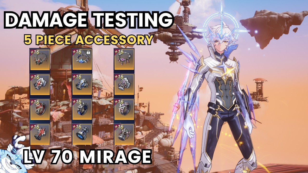 LV. 70 MIRAGE 5 PIECE ACCESSORIES DAMAGE TEST | DEMONIC | SUNFLAME | DIVINITY | CRYSTAL OF ATLAN