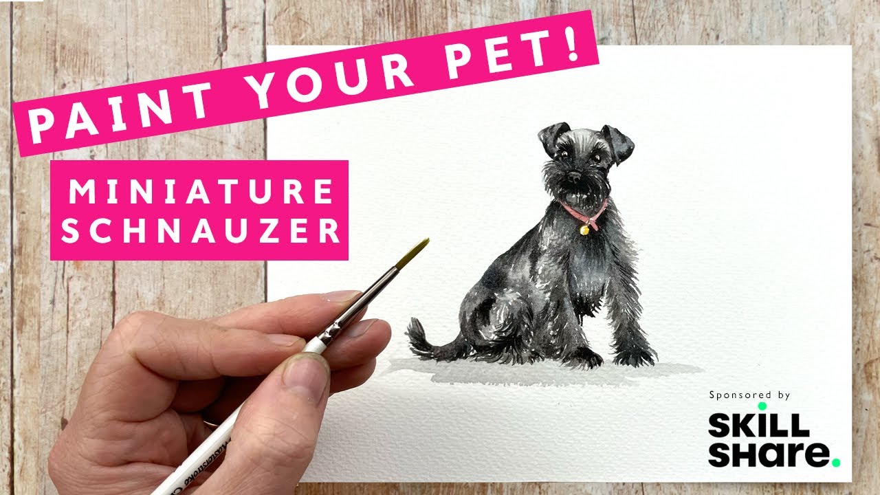My Top Tips To Paint Black Watercolour Fur And Feathers - Pet Portrait! Sponsored by Skillshare