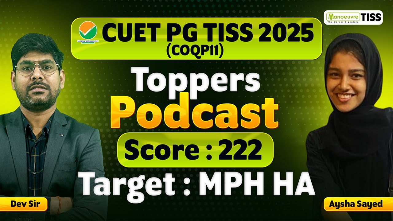 CUET PG 2025 TISS - Topper Podcast Aysha Sayed | Score 222 | Masters of Public Health (HA) | COQP11