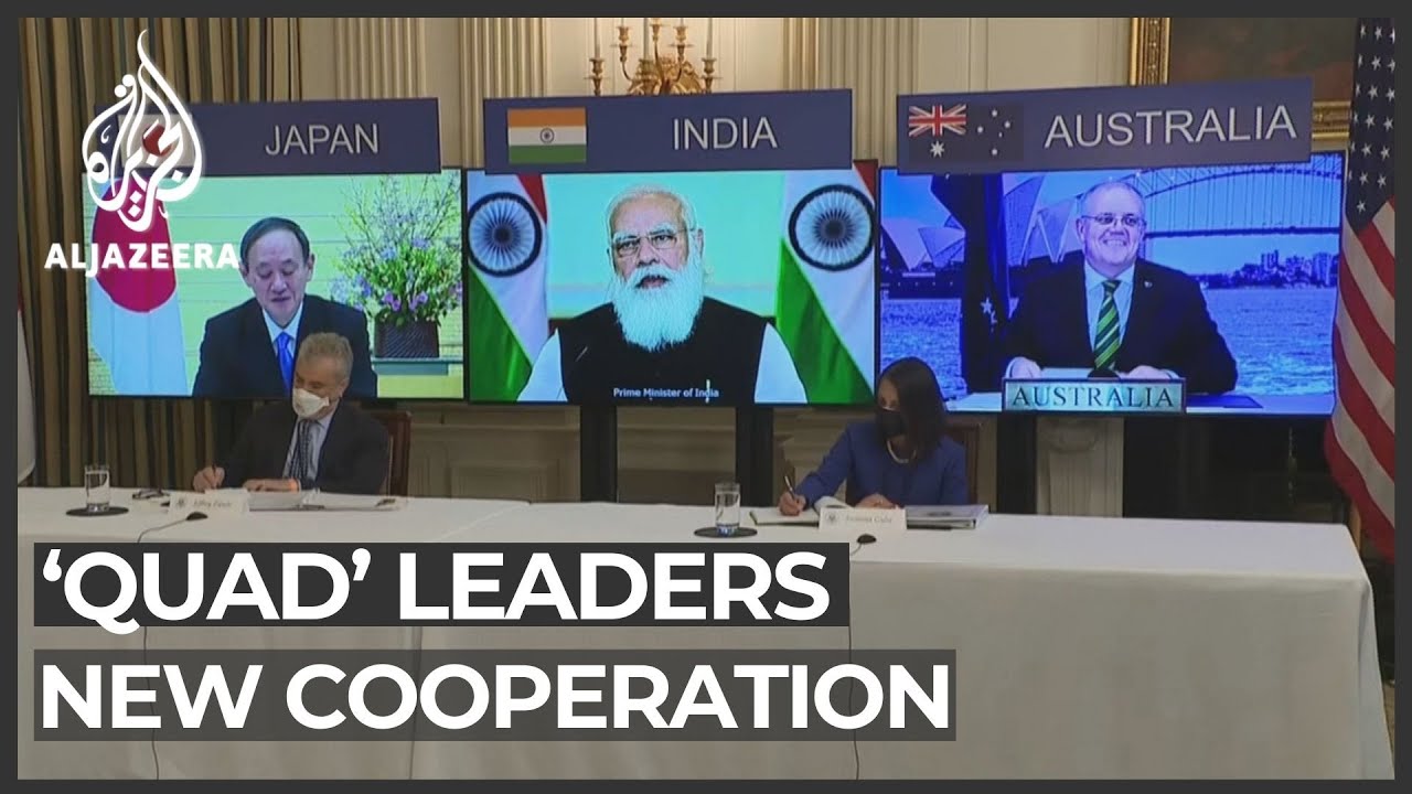 &lsquo;Quad&rsquo; leaders pledge new cooperation on China, COVID-19, climate
