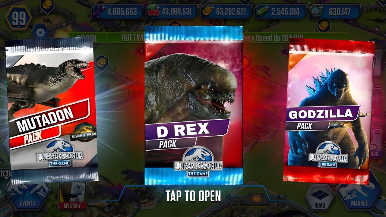 D-REX , MUTADON AND GODZILLA OPENING Jurassic World The Game!