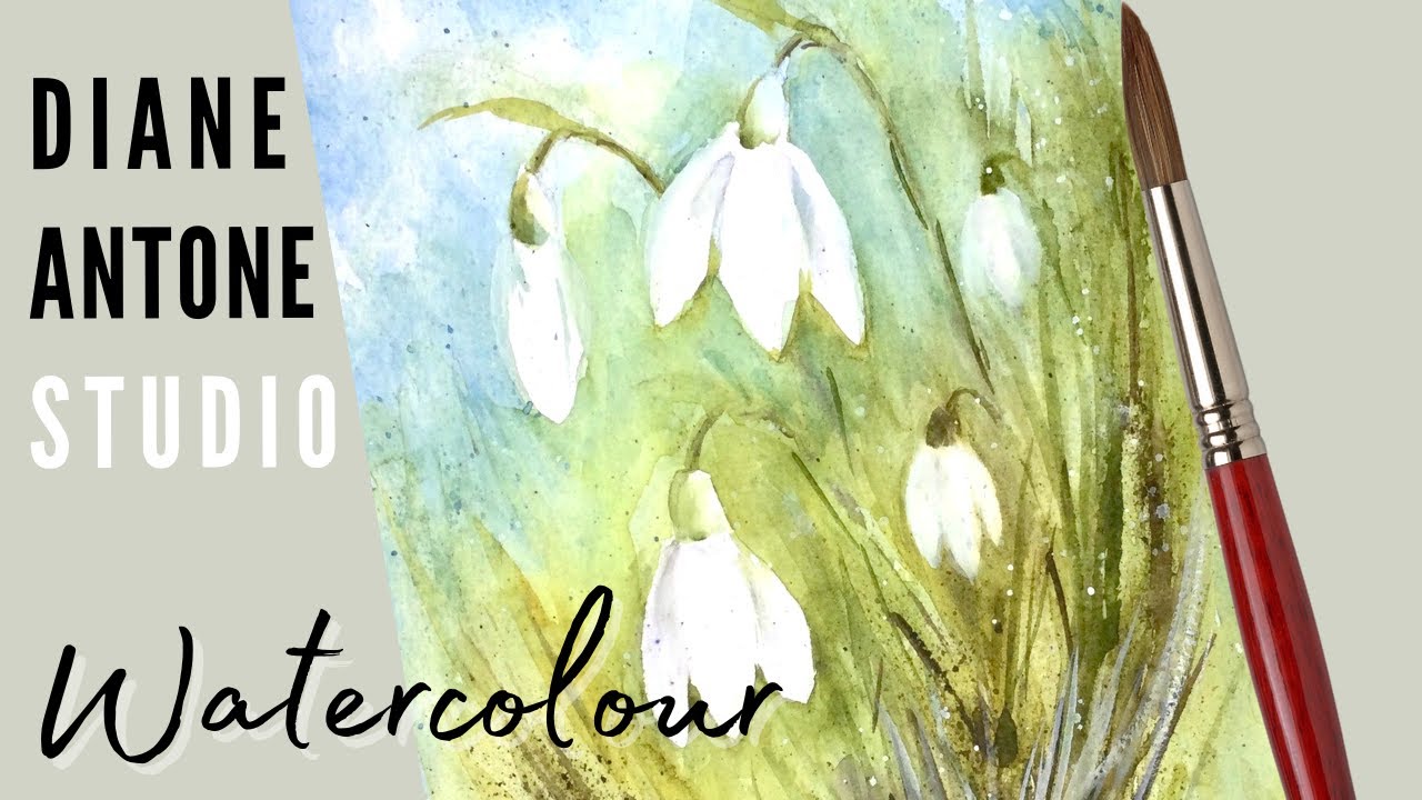 Snowdrops in Watercolour - How to Paint White Flowers - Real Time Step by Step Floral Art Tutorial