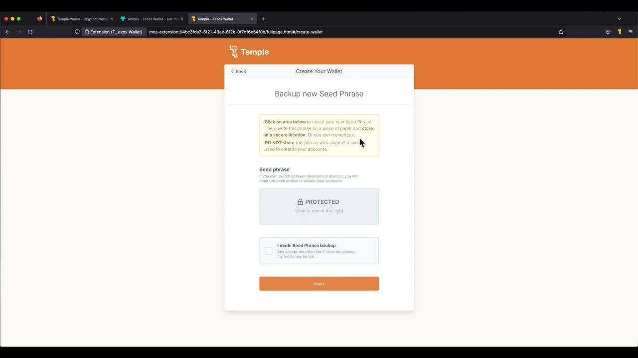 How to Create a Temple Wallet #Tezos