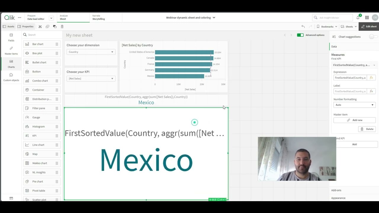 Create a Dynamic analysis in Qlik Sense using variables - a step by step guide