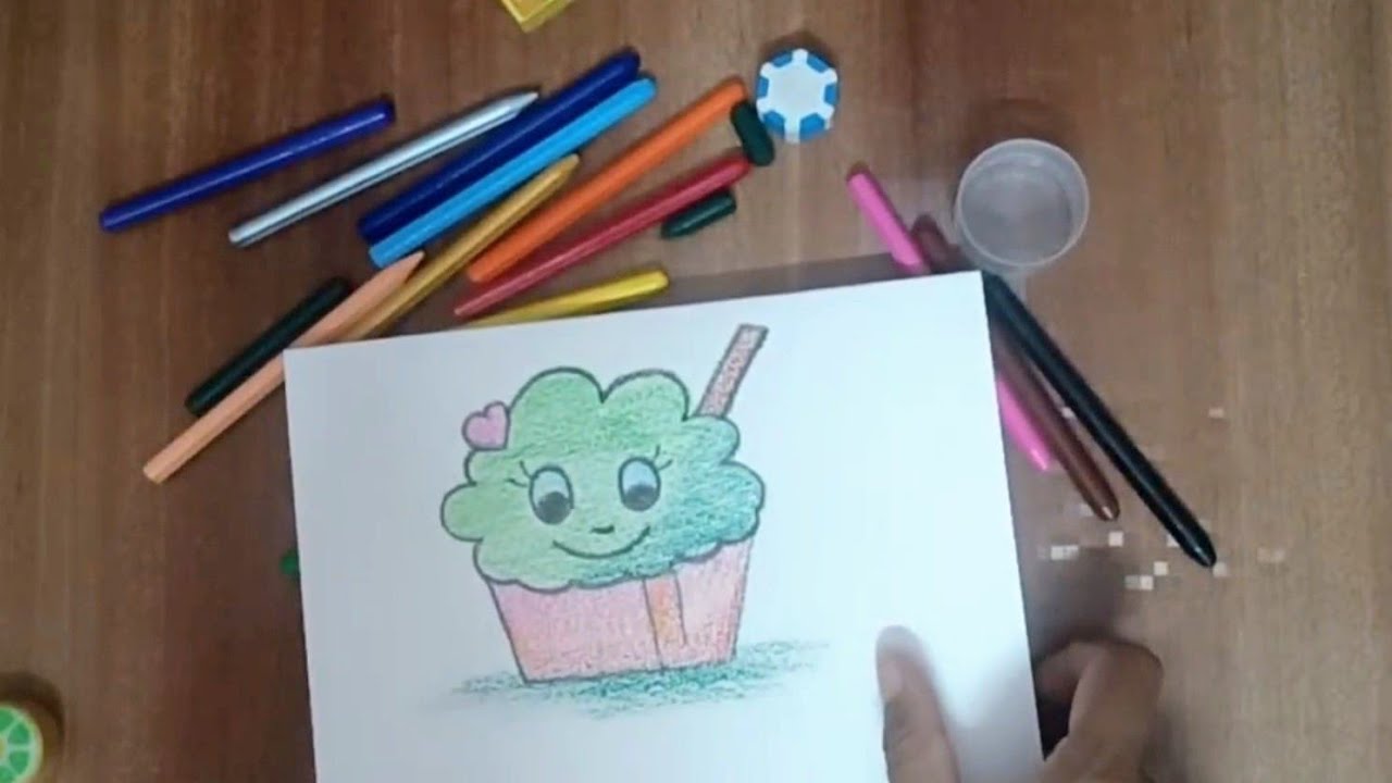 37 - Step by step easy Cup ice cream drawing.