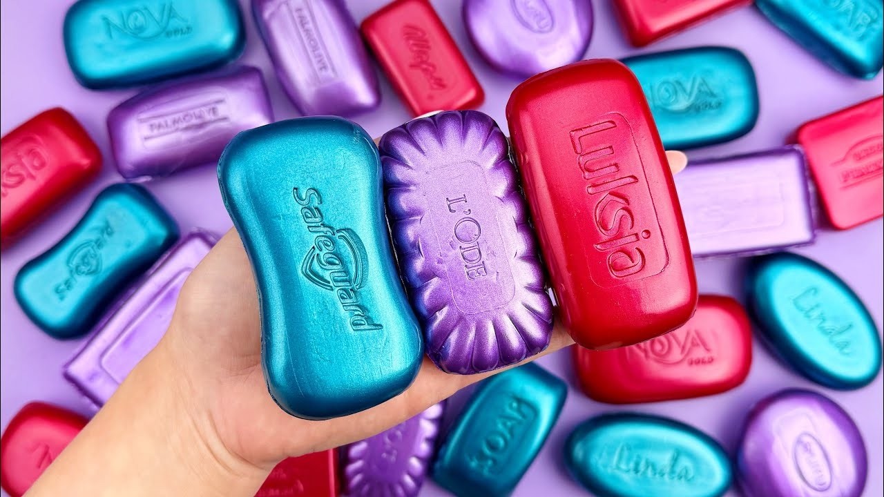 Satisfying Soap Crushing Videos / Satisfying Sound ASMR/No Talking/Colorful Soaps💙🔵💜🟣💚🟢